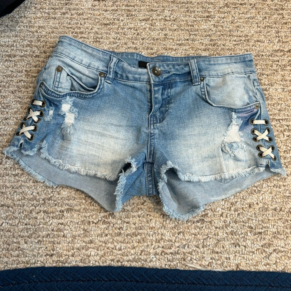 Billabong Distressed Denim Corset Top